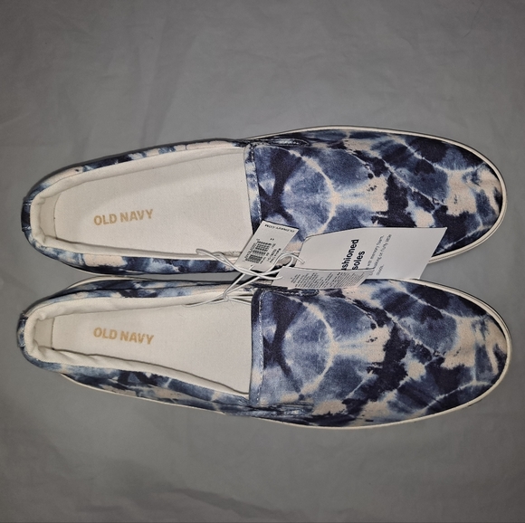 "NWT" Old Navy Tie-Dye Slip-on Sneakers Women's 11 Blue & White Cushioned Insole - Picture 5 of 13